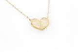 Opal Heart Necklace -  10k Yellow Gold - 5.92ctw
