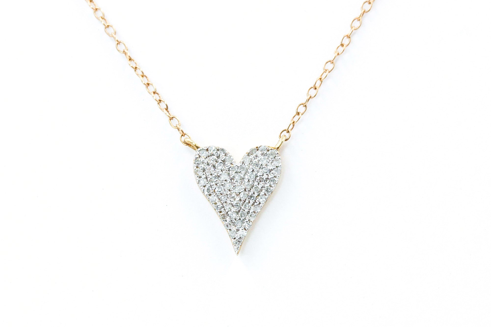 Pavé Diamond Heart Necklace - 10k Yellow Gold - 0.17ctw
