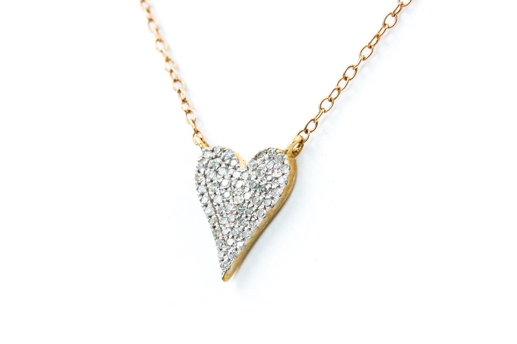 Pavé Diamond Heart Necklace - 10k Yellow Gold - 0.17ctw