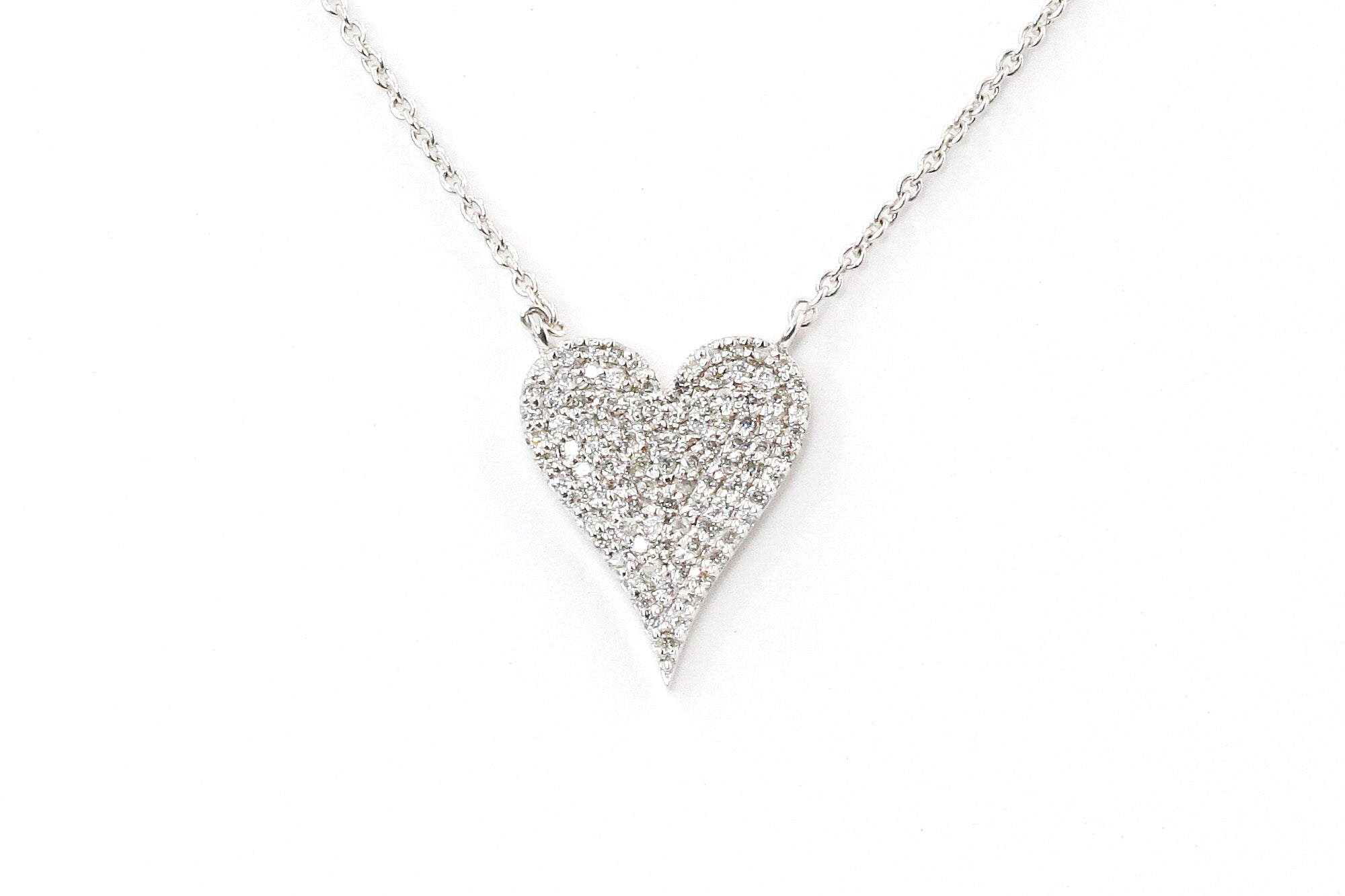 Pavé Diamond Heart Necklace - 14k White Gold - 0.26ctw