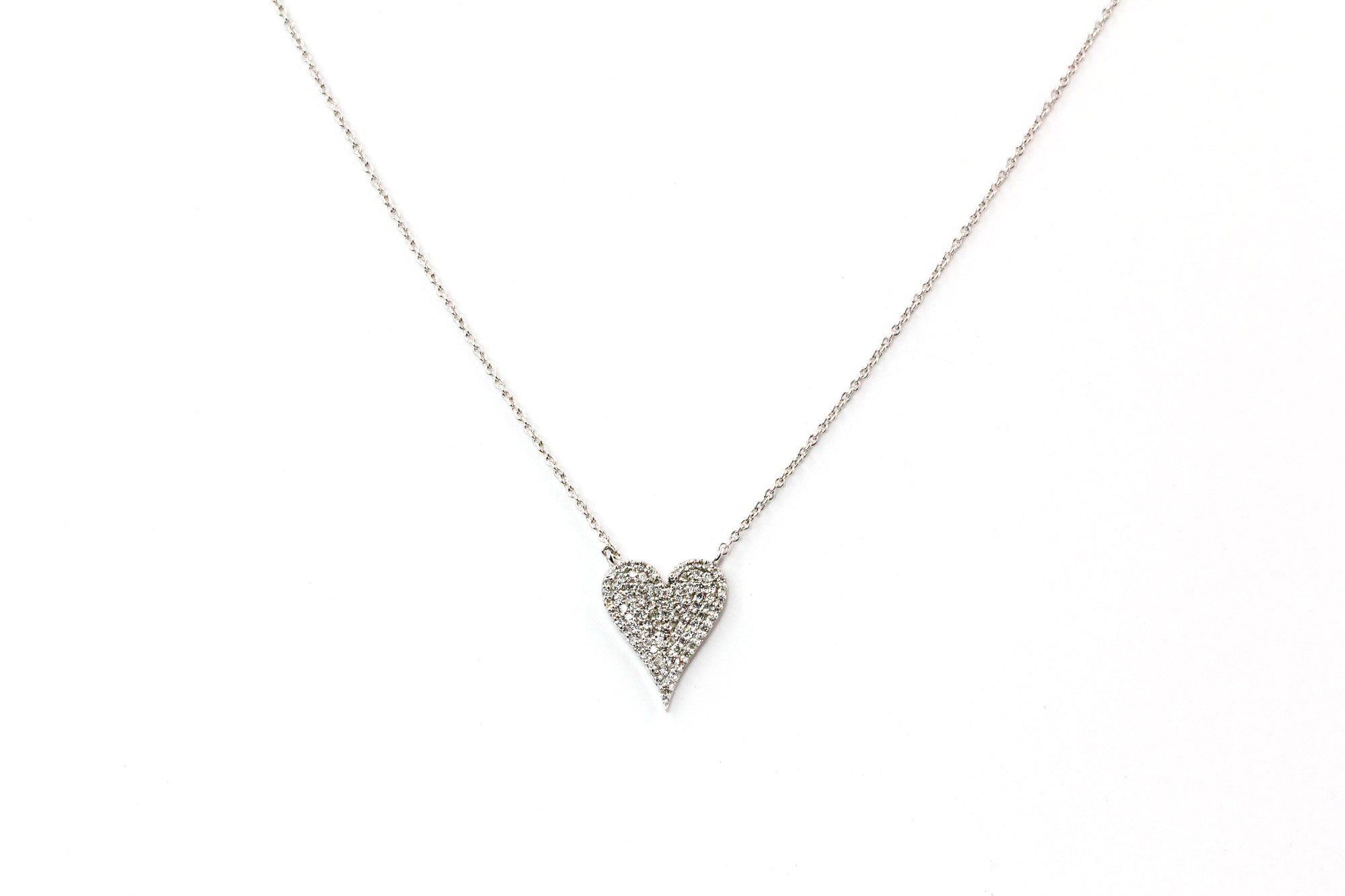 Pavé Diamond Heart Necklace - 14k White Gold - 0.26ctw