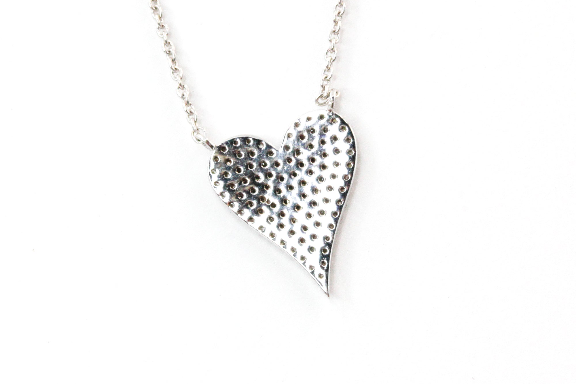 Pavé Diamond Heart Necklace - 14k White Gold - 0.26ctw