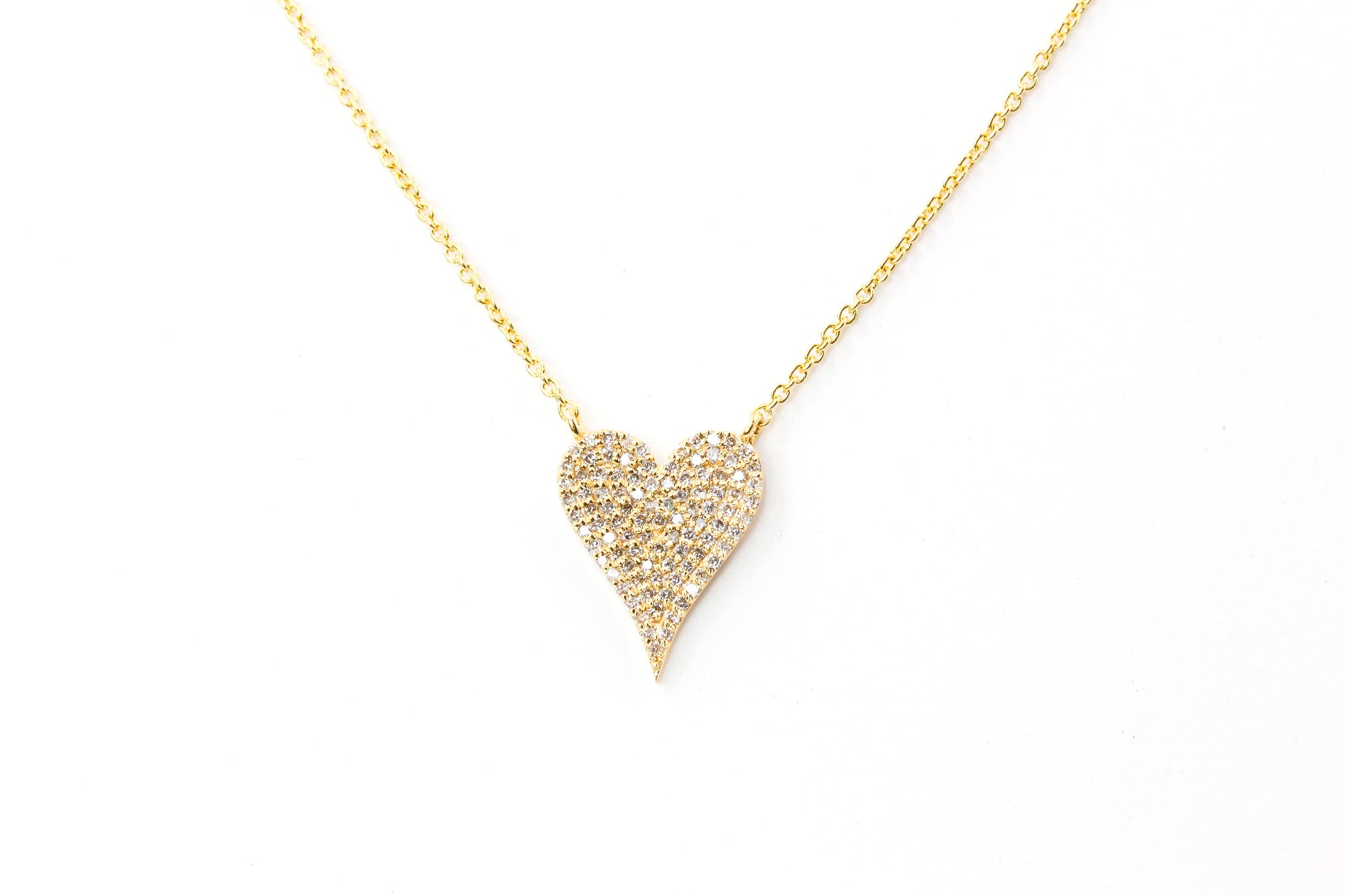 Pavé Diamond Heart Necklace - 14k Yellow Gold - 0.26ctw