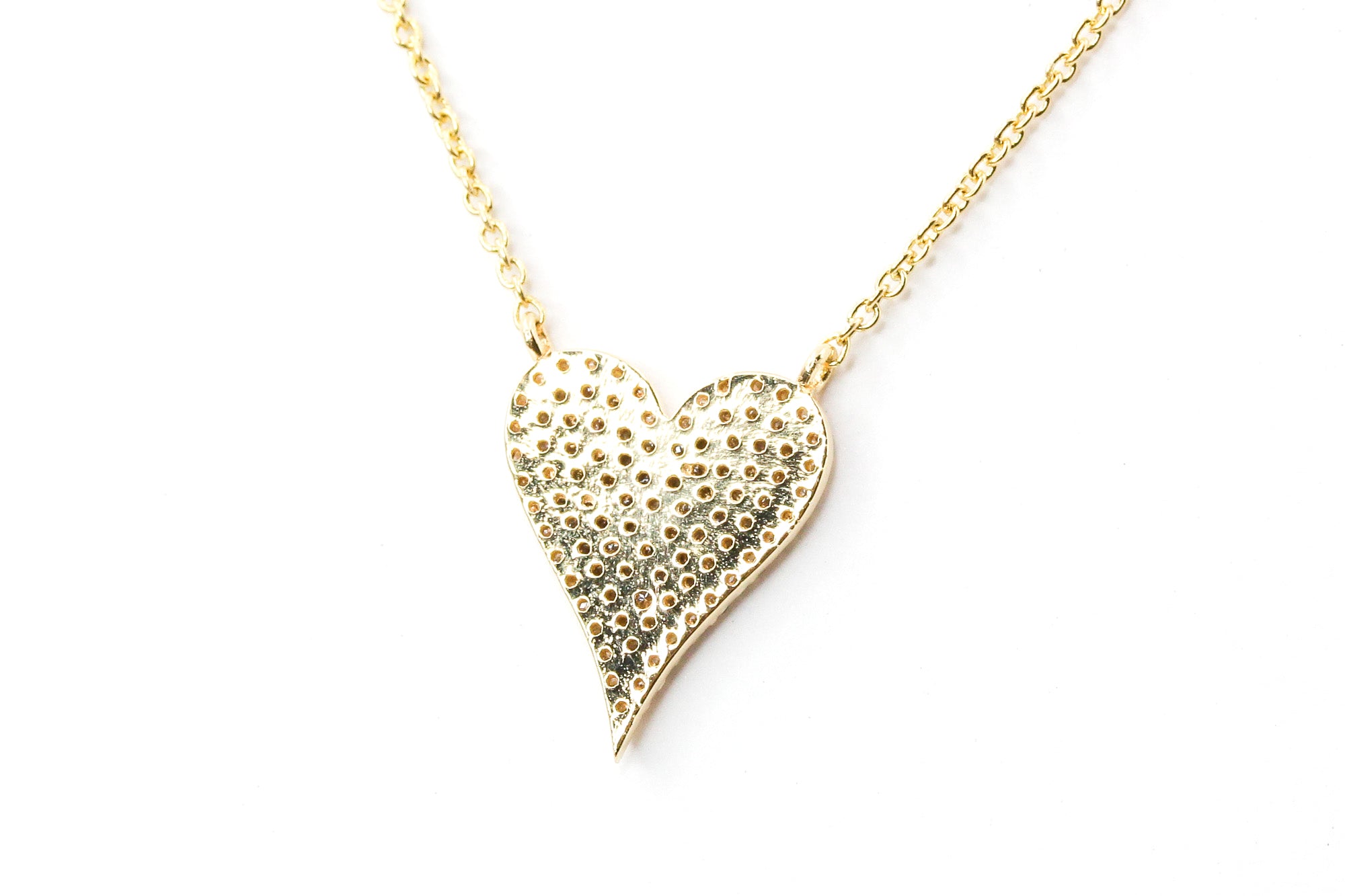 Pavé Diamond Heart Necklace - 14k Yellow Gold - 0.26ctw