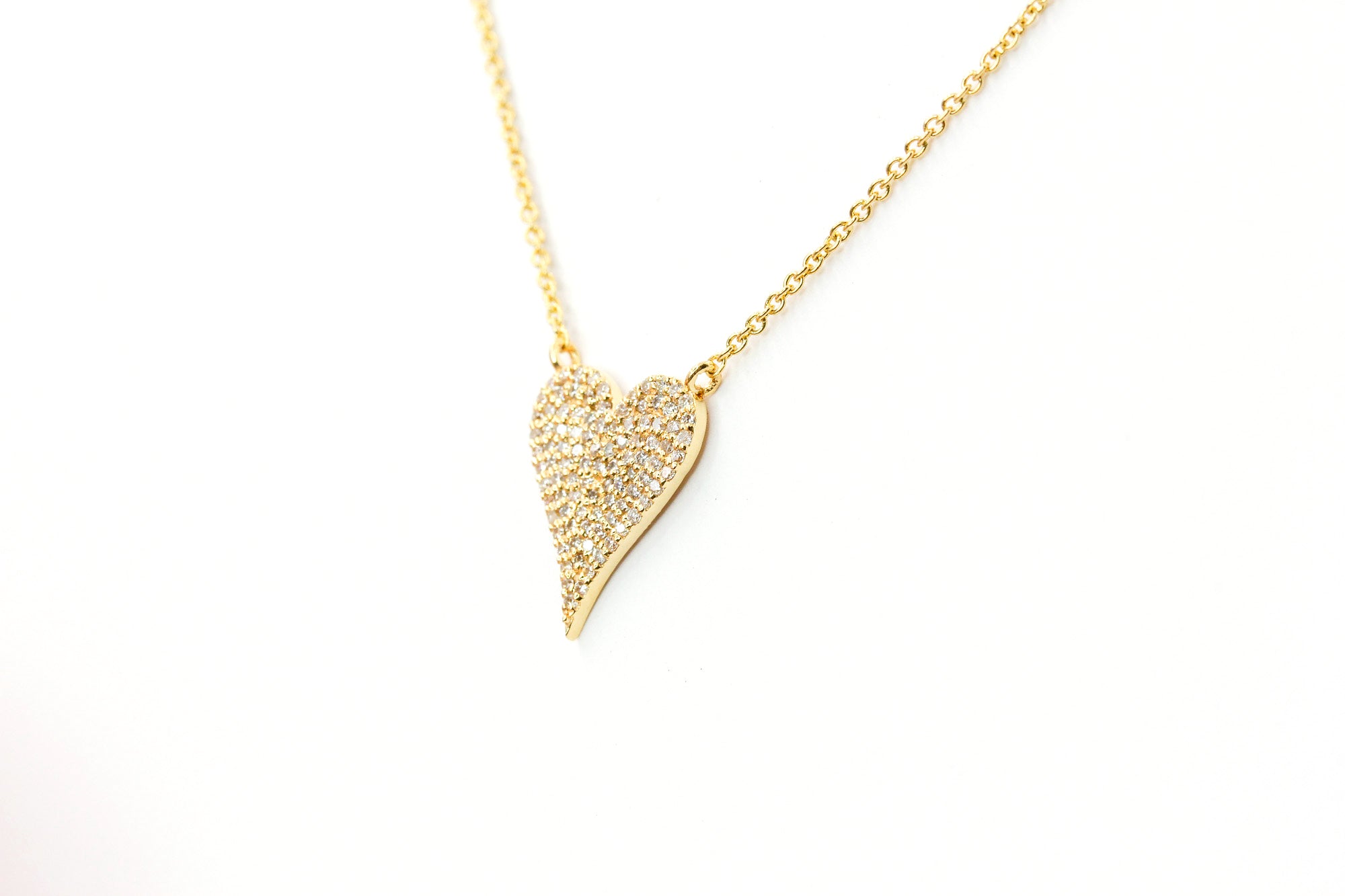 Pavé Diamond Heart Necklace - 14k Yellow Gold - 0.26ctw