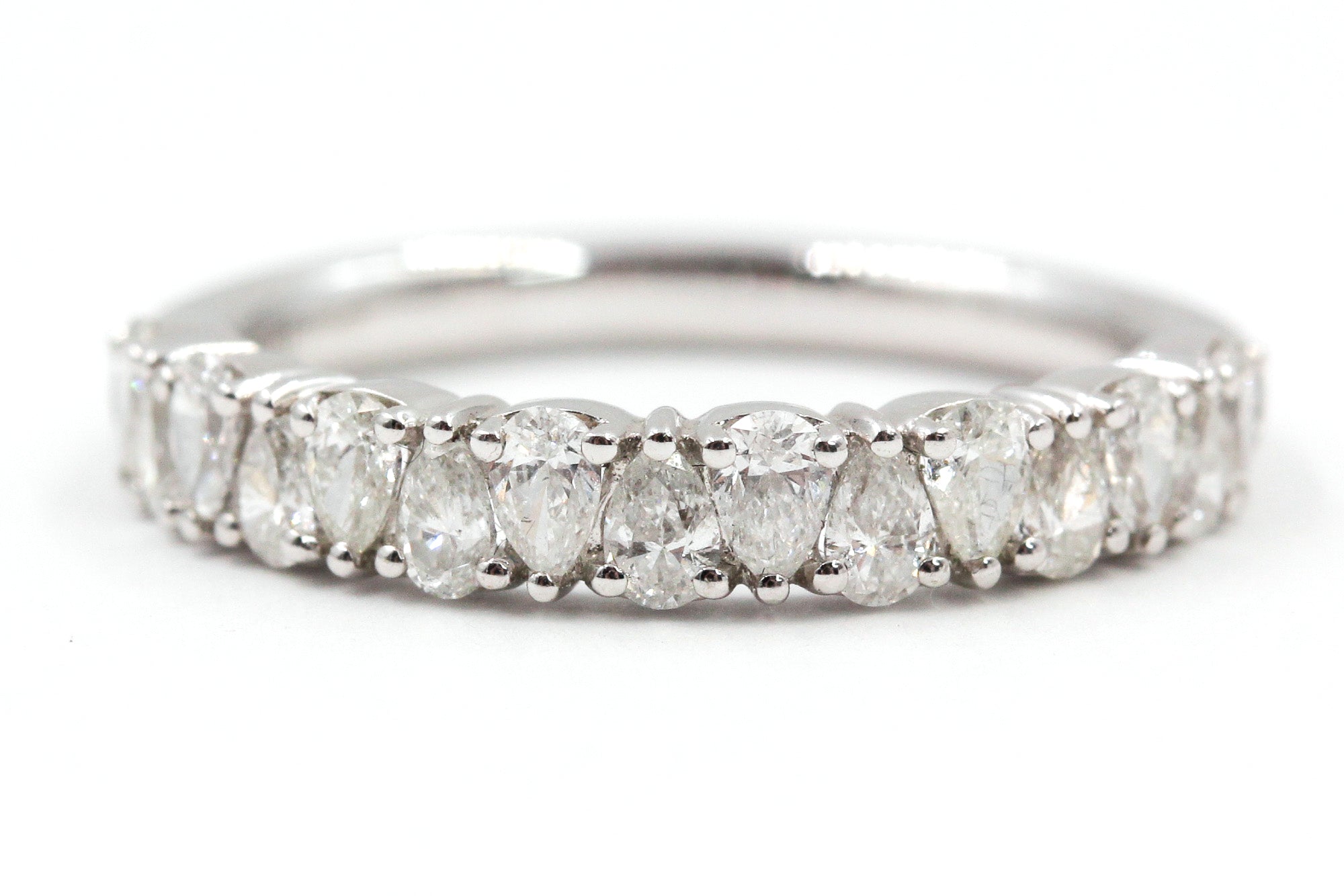 Pear Diamond Band Ring - 14k White Gold - 0.63ctw