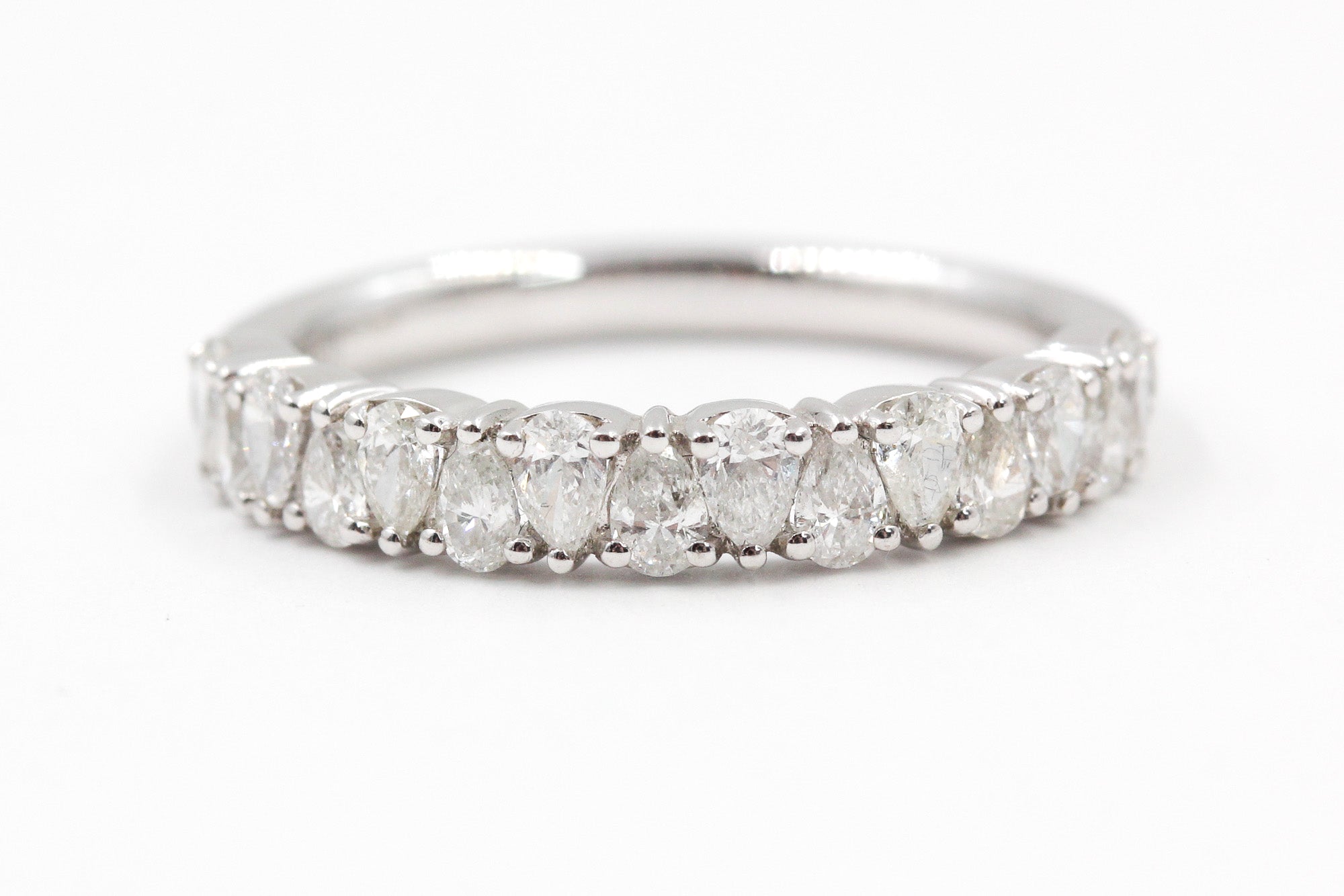 Pear Diamond Band Ring - 14k White Gold - 0.63ctw