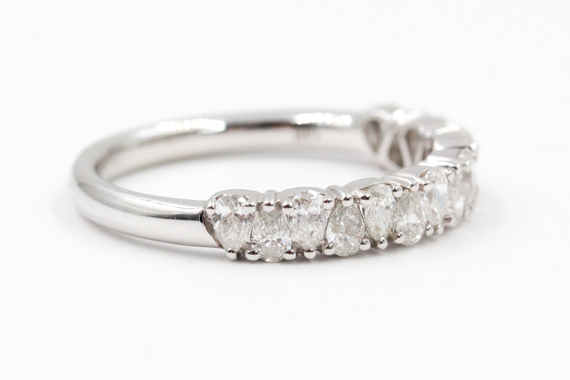 Pear Diamond Band Ring - 14k White Gold - 0.63ctw