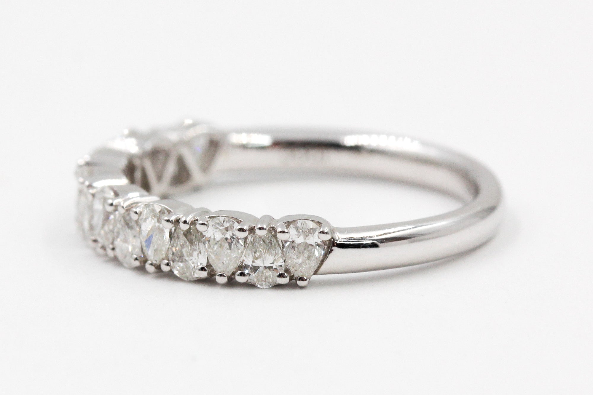 Pear Diamond Band Ring - 14k White Gold - 0.63ctw