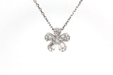 Petite Diamond Flower Pendant Necklace - 18k White Gold - 0.25ctw