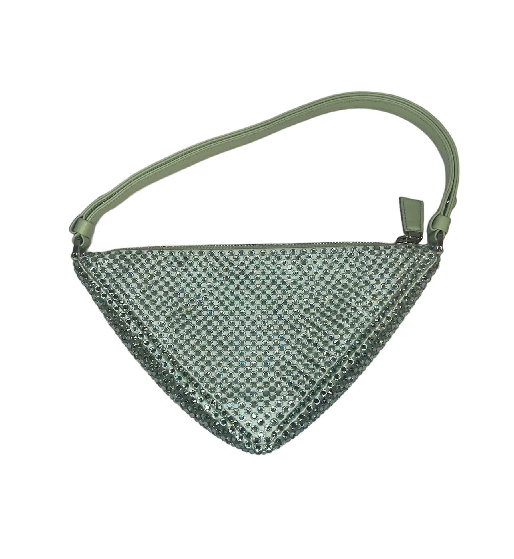 Prada Satin Crystal Triangle Pouch - Acqua