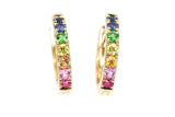 Rainbow Sapphire Huggie Earrings - 14k Yellow Gold - 0.45ctw