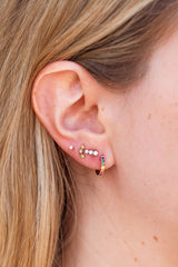 Rainbow Sapphire Huggie Earrings - 14k Yellow Gold - 0.45ctw