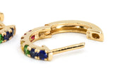 Rainbow Sapphire Huggie Earrings - 14k Yellow Gold - 0.45ctw