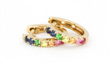 Rainbow Sapphire Huggie Earrings - 14k Yellow Gold - 0.45ctw