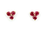 Ruby Cluster Stud Earrings - 14k Yellow Gold - 0.41ctw