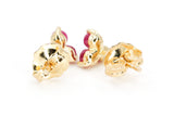 Ruby Cluster Stud Earrings - 14k Yellow Gold - 0.41ctw