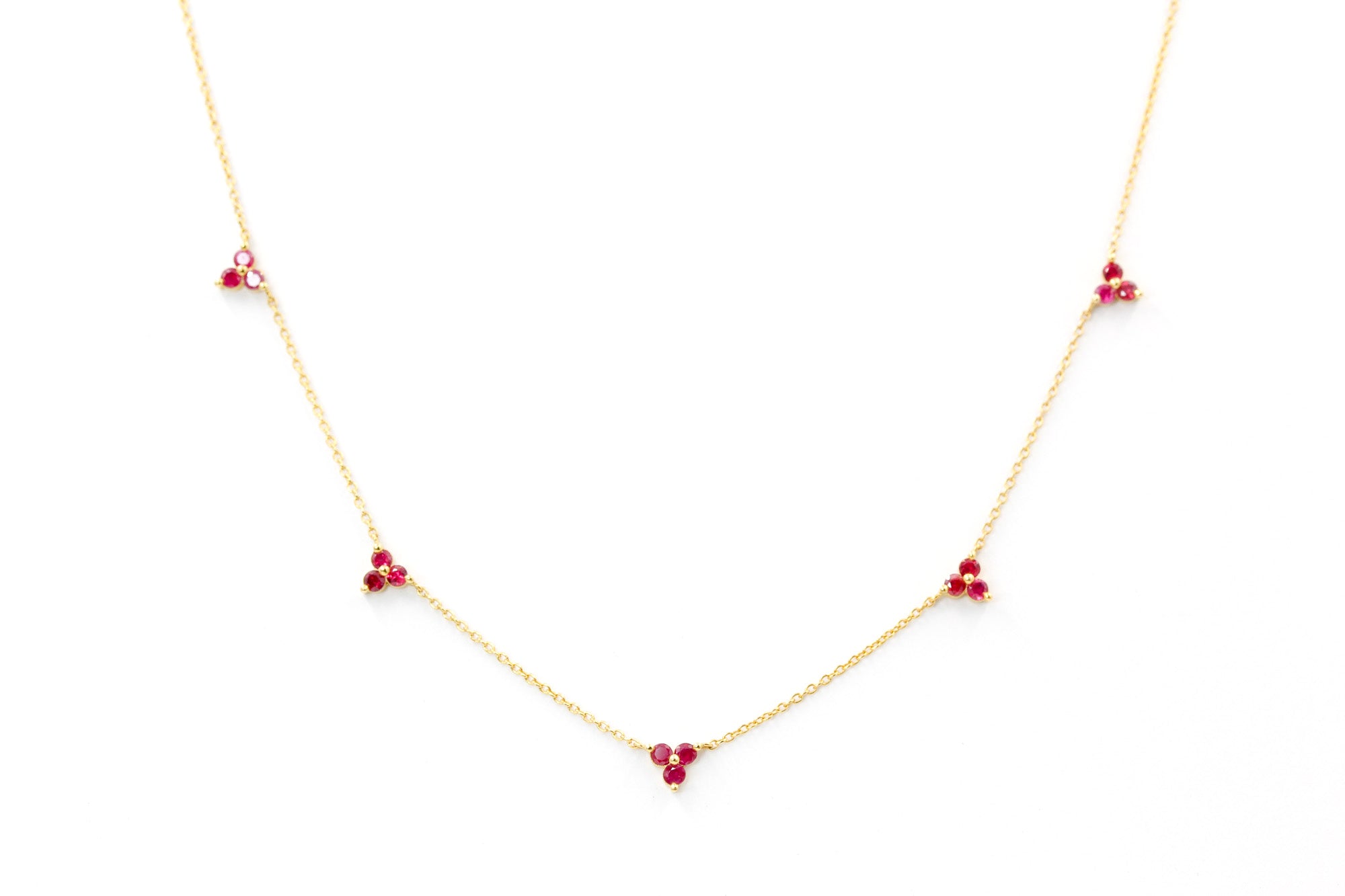 Ruby Station Necklace - 14k Yellow Gold - 0.63ctw