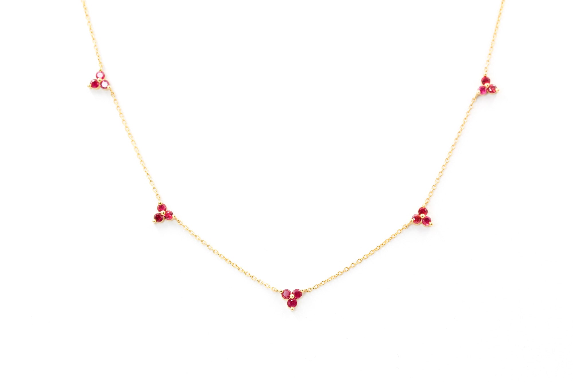 Ruby Station Necklace - 14k Yellow Gold - 0.63ctw