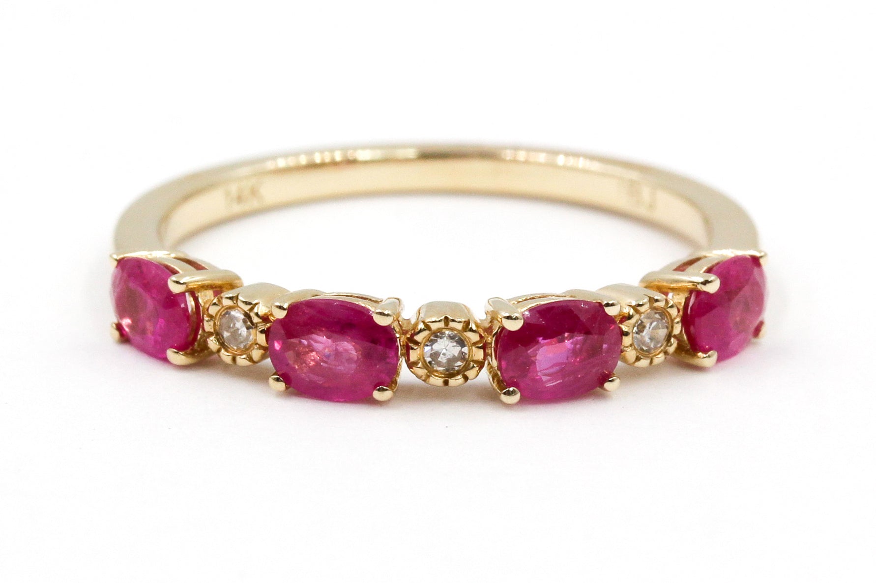Ruby and Diamond Band - 14k Yellow Gold - 0.43ctw