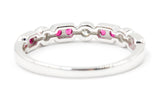 Ruby and Diamond Band Ring - 14k White Gold - 0.18ctw