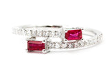 Ruby and Diamond Bypass Ring - 14k White Gold - 0.43ctw