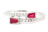 Ruby and Diamond Bypass Ring - 14k White Gold - 0.43ctw