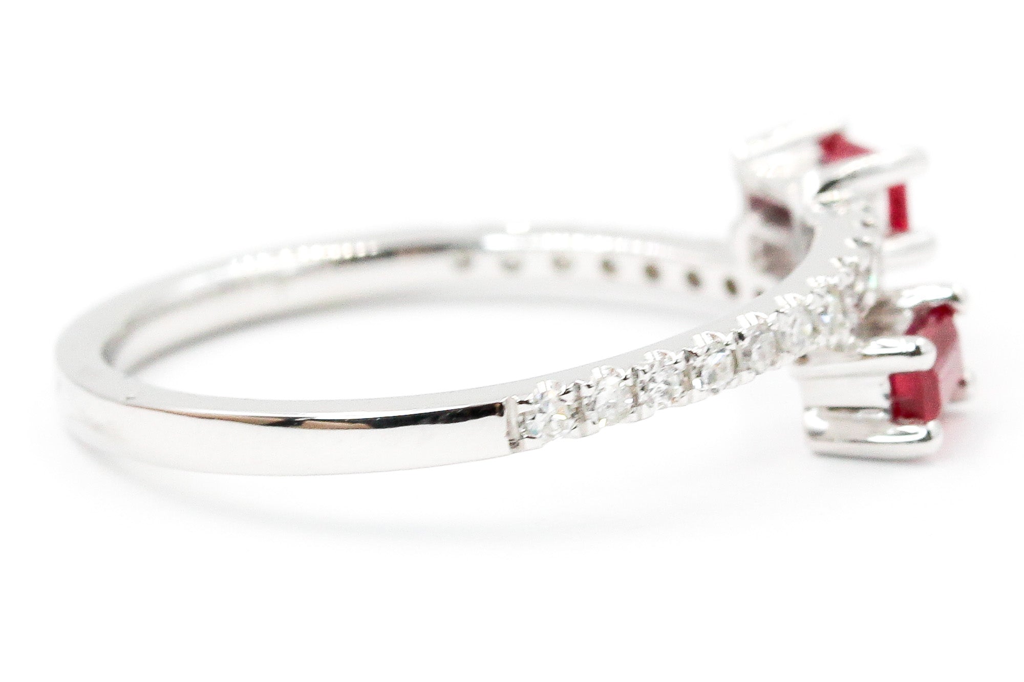Ruby and Diamond Bypass Ring - 14k White Gold - 0.43ctw
