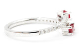 Ruby and Diamond Bypass Ring - 14k White Gold - 0.43ctw
