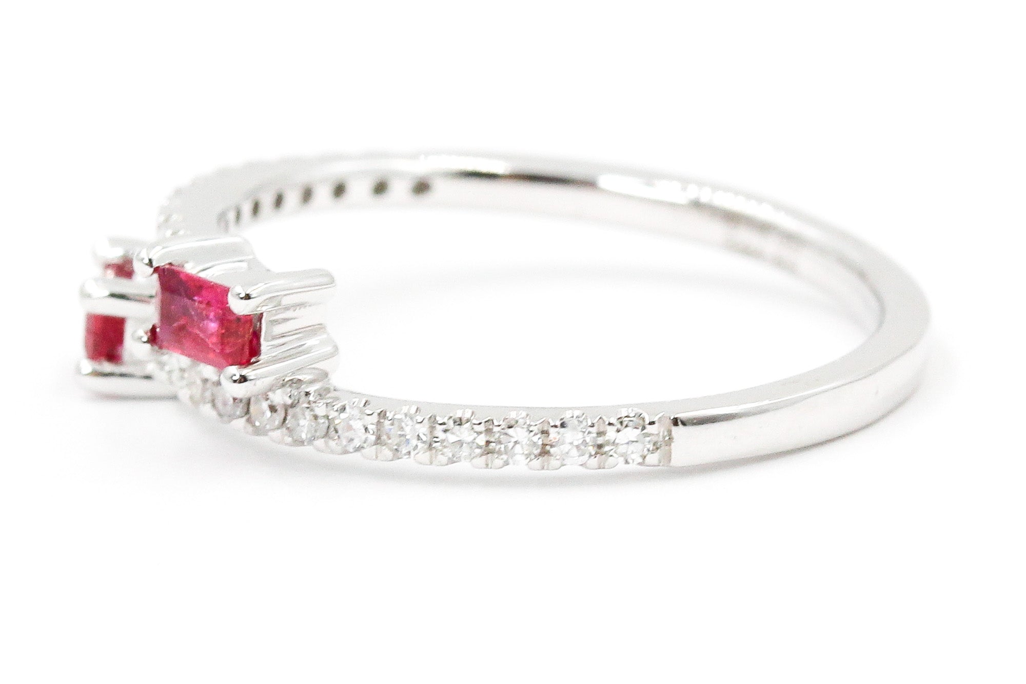 Ruby and Diamond Bypass Ring - 14k White Gold - 0.43ctw