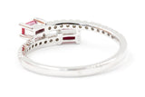 Ruby and Diamond Bypass Ring - 14k White Gold - 0.43ctw