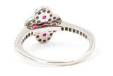 Ruby and Diamond Clover Ring - 14k White Gold - 0.88ctw