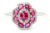Ruby and Diamond Ring - 14k White Gold - 1.00ctw