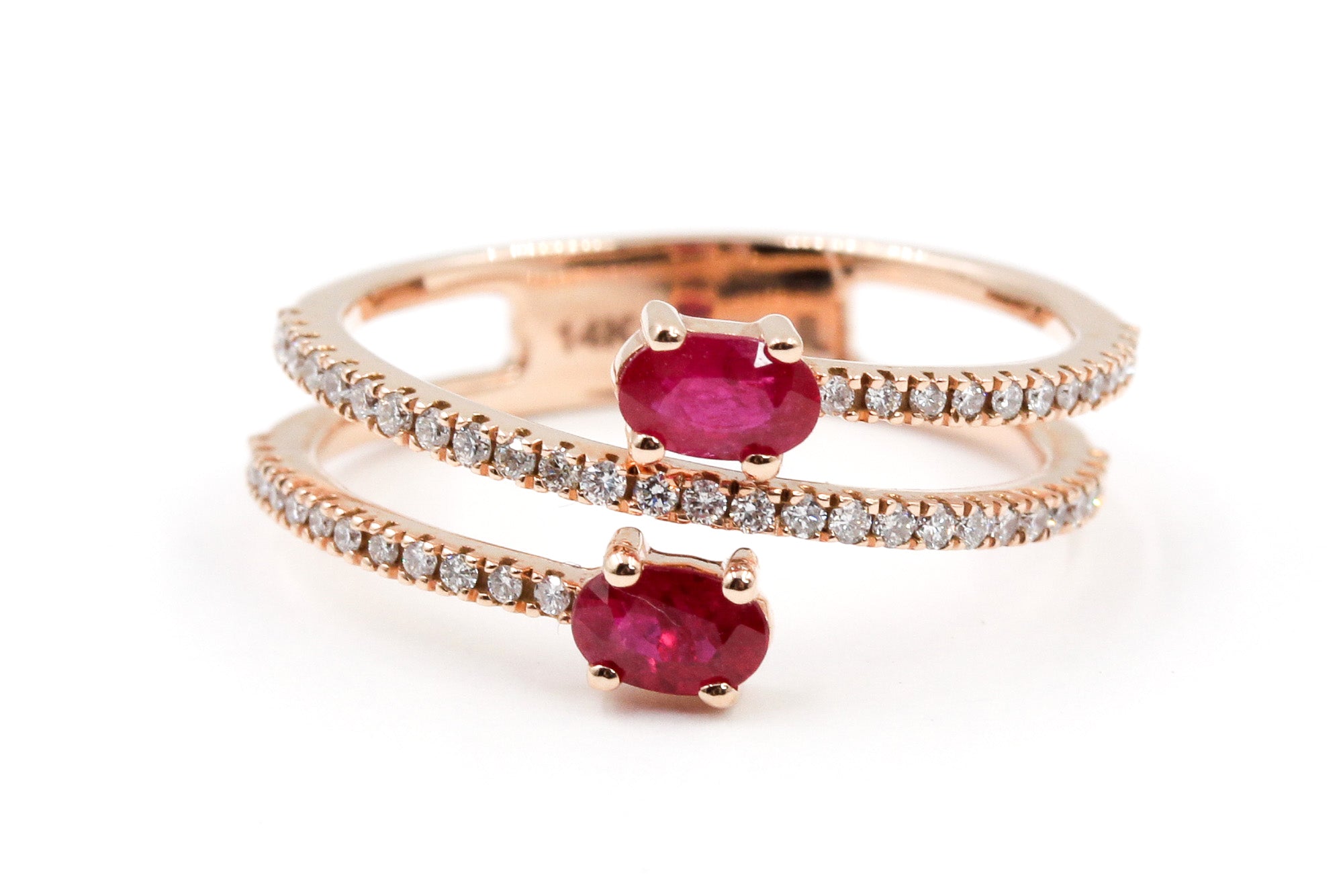Ruby and Diamond Wrap Ring - 14k Rose Gold - 1.00ctw