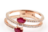 Ruby and Diamond Wrap Ring - 14k Rose Gold - 1.00ctw