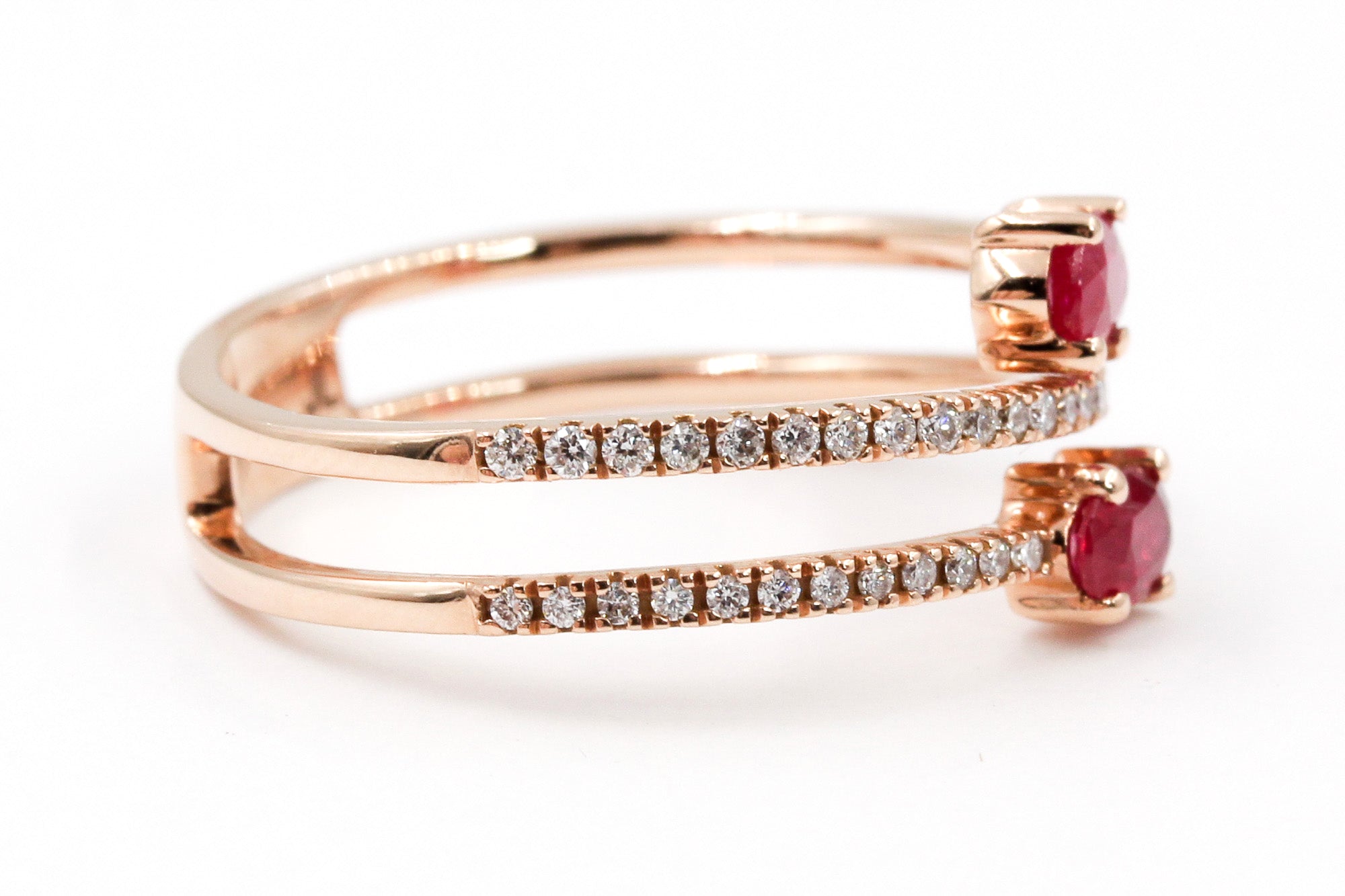 Ruby and Diamond Wrap Ring - 14k Rose Gold - 1.00ctw