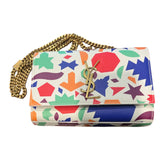 Saint Laurent Grain De Poudre Monogram Shapes Print Kate Satchel - Small