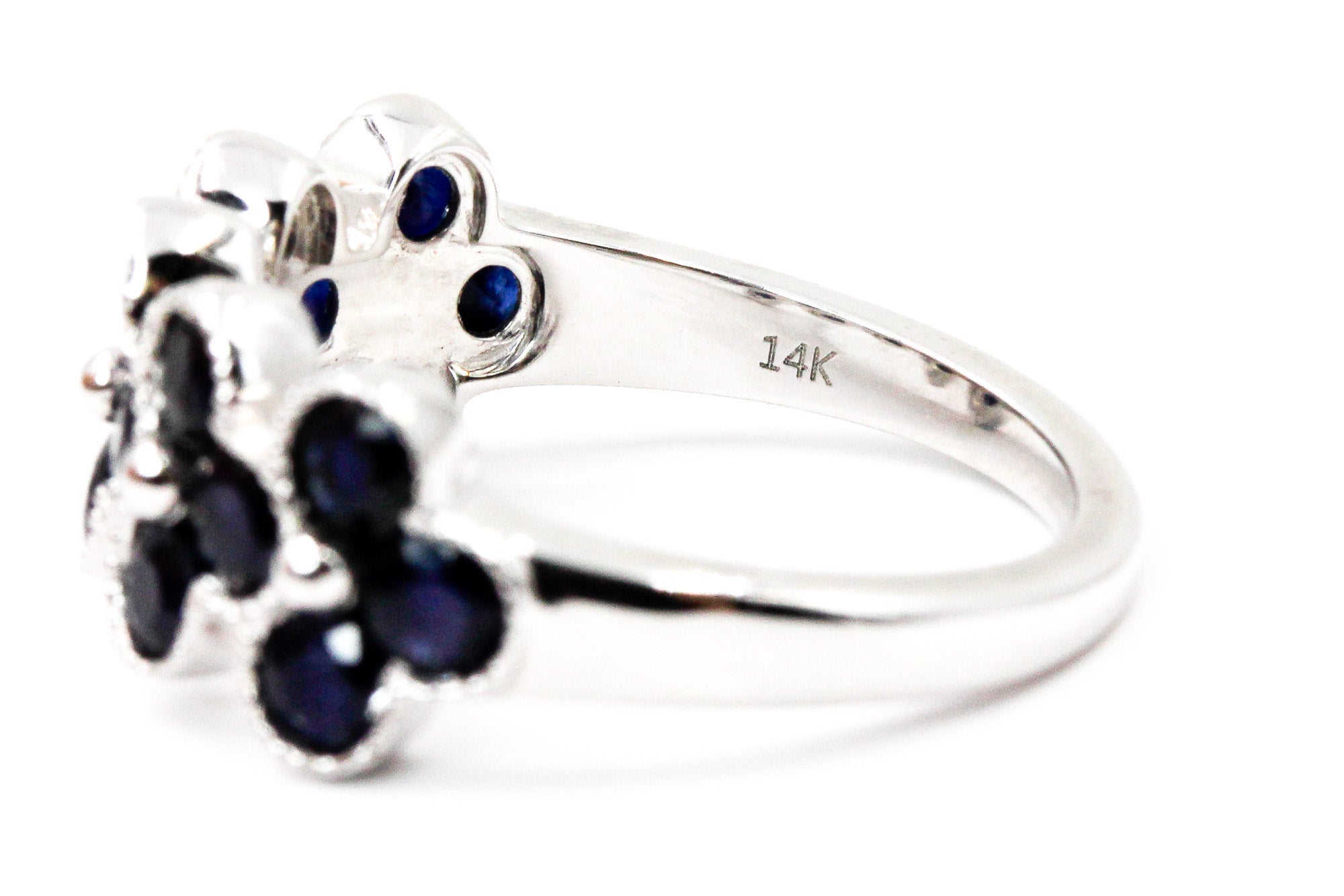 Sapphire Clover Ring - 14k White Gold - 2.40ctw
