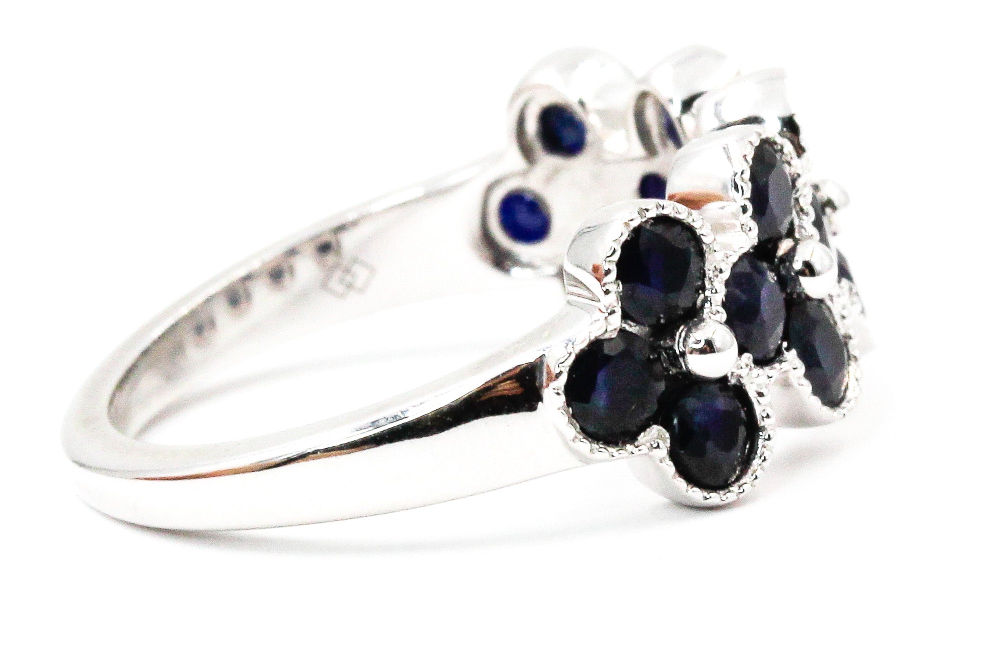 Sapphire Clover Ring - 14k White Gold - 2.40ctw
