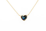 Sapphire Heart Necklace - 14k Yellow Gold - 0.80ctw