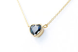 Sapphire Heart Necklace - 14k Yellow Gold - 0.80ctw