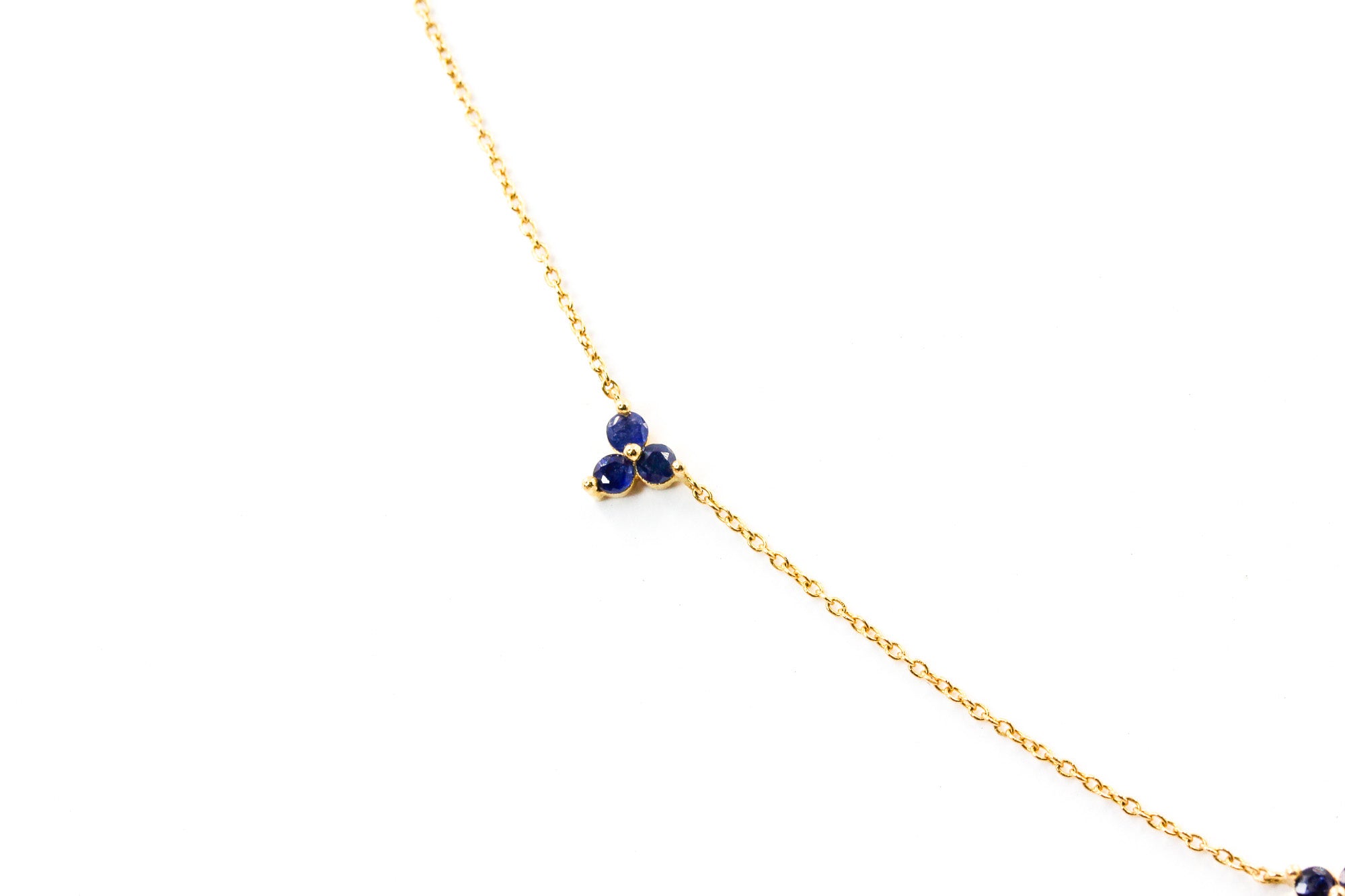 Sapphire Station Necklace - 14k Yellow Gold - 0.60ctw