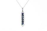 Sapphire and Diamond Drop Pendant Necklace - 10k White Gold - 0.36ctw