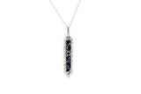Sapphire and Diamond Drop Pendant Necklace - 10k White Gold - 0.36ctw