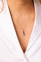 Sapphire and Diamond Drop Pendant Necklace - 10k White Gold - 0.36ctw