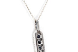 Sapphire and Diamond Drop Pendant Necklace - 10k White Gold - 0.36ctw