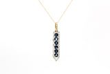 Sapphire and Diamond Drop Pendant Necklace - 10k Yellow Gold - 0.36ctw