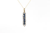 Sapphire and Diamond Drop Pendant Necklace - 10k Yellow Gold - 0.36ctw