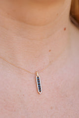 Sapphire and Diamond Drop Pendant Necklace - 10k Yellow Gold - 0.36ctw