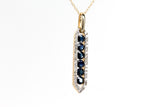 Sapphire and Diamond Drop Pendant Necklace - 10k Yellow Gold - 0.36ctw